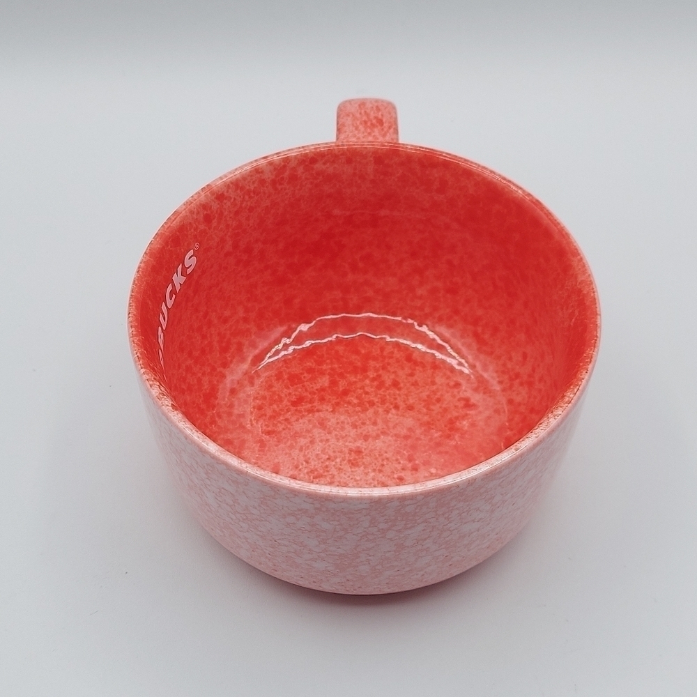 Starbucks Holiday 2020 Coral / Red Speckle Ceramic Mug Soup Bowl 16oz - Picture 5 of 7